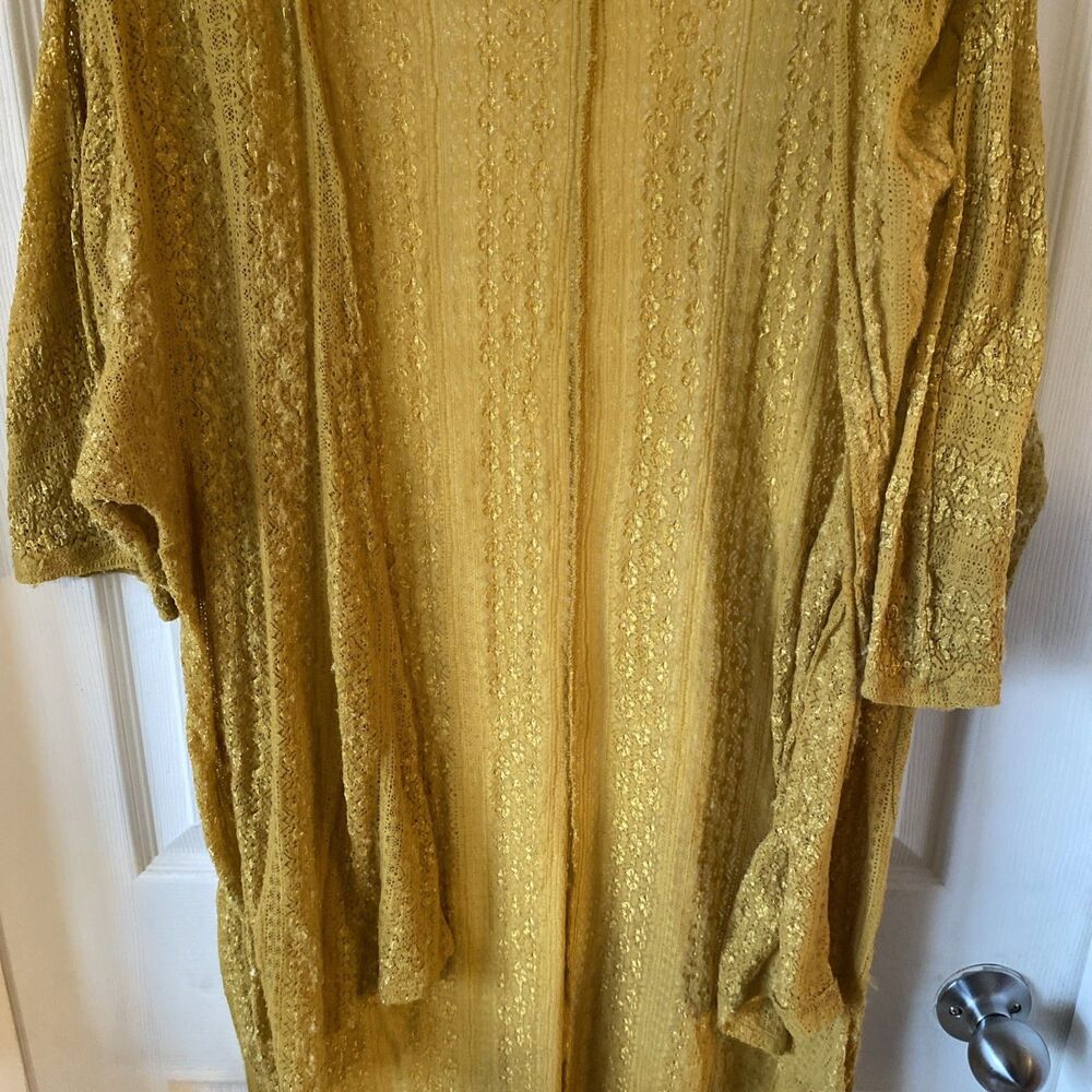 Lularoe Beach Cover Up Women’s Size Medium Yellow Ochre Open Front - Picture 4 of 10